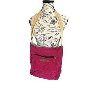 Barbiecore Vintage Boho Chic Coast Canvas Shoulder bag Pink & Green 90s Purse